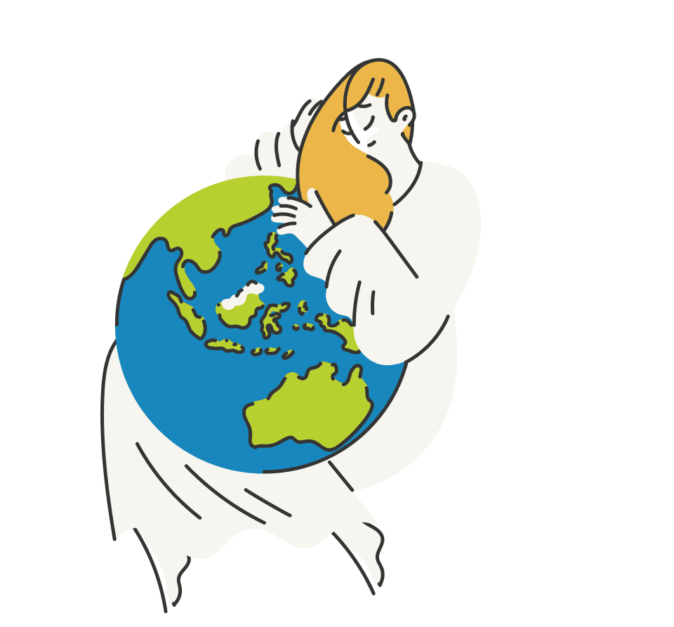 Girl embracing earth