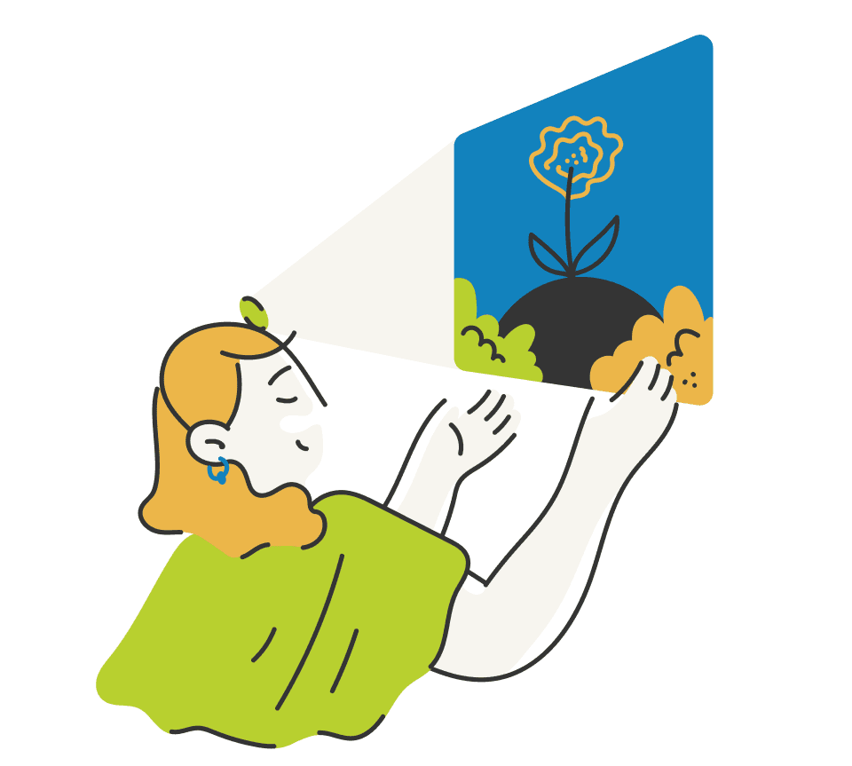 Girl projecting an image from her head